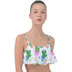 Cactus Pattern Frill Bikini Top