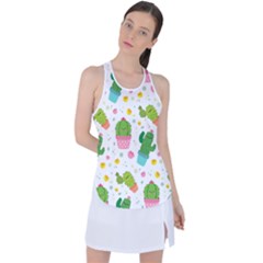 Cactus Pattern Racer Back Mesh Tank Top