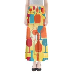 I Love Wine Full Length Maxi Skirt by designsbymallika