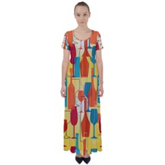 I Love Wine High Waist Short Sleeve Maxi Dress