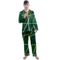 Golden Lines Pattern Men s Satin Pajamas Long Pants Set by designsbymallika