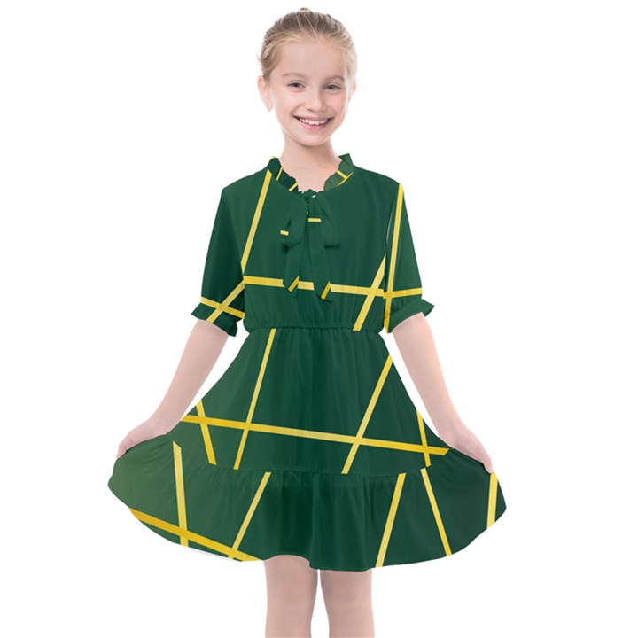 golden lines pattern Kids  All Frills Chiffon Dress