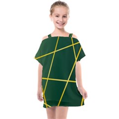 Golden Lines Pattern Kids  One Piece Chiffon Dress by designsbymallika