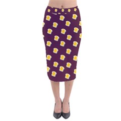 I Love Bread Velvet Midi Pencil Skirt by designsbymallika