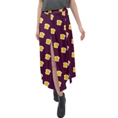 I Love Bread Velour Split Maxi Skirt by designsbymallika