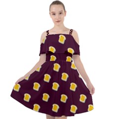 I Love Bread Cut Out Shoulders Chiffon Dress