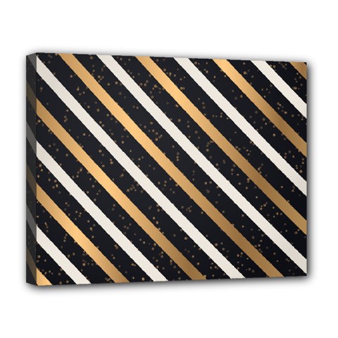 Metallic Stripes Pattern Canvas 14  X 11  (stretched) by designsbymallika