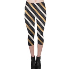 Metallic Stripes Pattern Capri Leggings  by designsbymallika