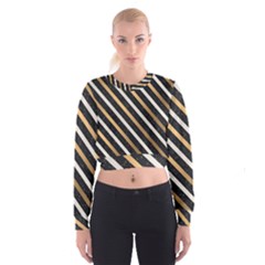 Metallic Stripes Pattern Cropped Sweatshirt by designsbymallika