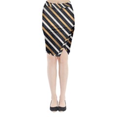 Metallic Stripes Pattern Midi Wrap Pencil Skirt by designsbymallika