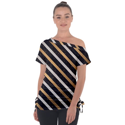 Metallic Stripes Pattern Tie-up Tee by designsbymallika