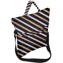 Metallic Stripes Pattern Fold Over Handle Tote Bag by designsbymallika