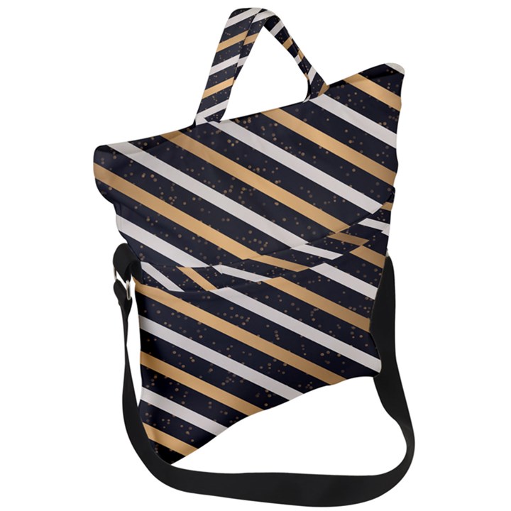 metallic stripes pattern Fold Over Handle Tote Bag