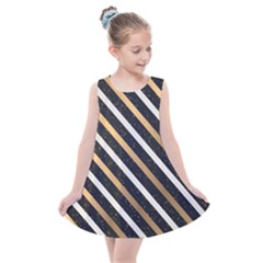 Metallic Stripes Pattern Kids  Summer Dress by designsbymallika