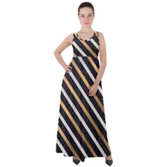 Metallic Stripes Pattern Empire Waist Velour Maxi Dress by designsbymallika