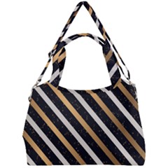 Metallic Stripes Pattern Double Compartment Shoulder Bag