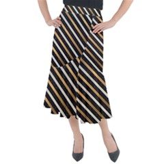 Metallic Stripes Pattern Midi Mermaid Skirt