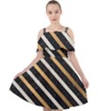 metallic stripes pattern Cut Out Shoulders Chiffon Dress View1