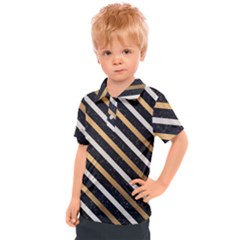 Metallic Stripes Pattern Kids  Polo Tee