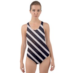 Silver Stripes Pattern Cut-out Back One Piece Swimsuit by designsbymallika