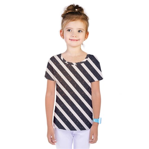 Silver Stripes Pattern Kids  One Piece Tee by designsbymallika