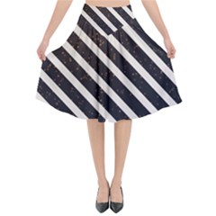 Silver Stripes Pattern Flared Midi Skirt by designsbymallika