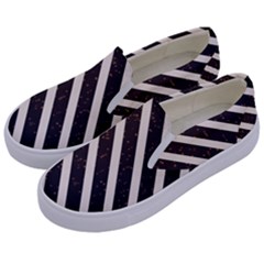 Silver Stripes Pattern Kids  Canvas Slip Ons by designsbymallika