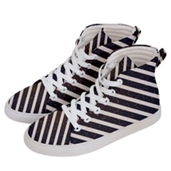 Silver Stripes Pattern Women s Hi-top Skate Sneakers by designsbymallika