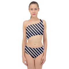 Silver Stripes Pattern Spliced Up Two Piece Swimsuit by designsbymallika