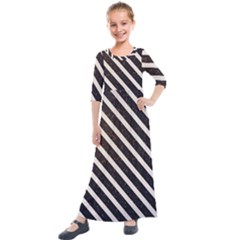 Silver Stripes Pattern Kids  Quarter Sleeve Maxi Dress by designsbymallika