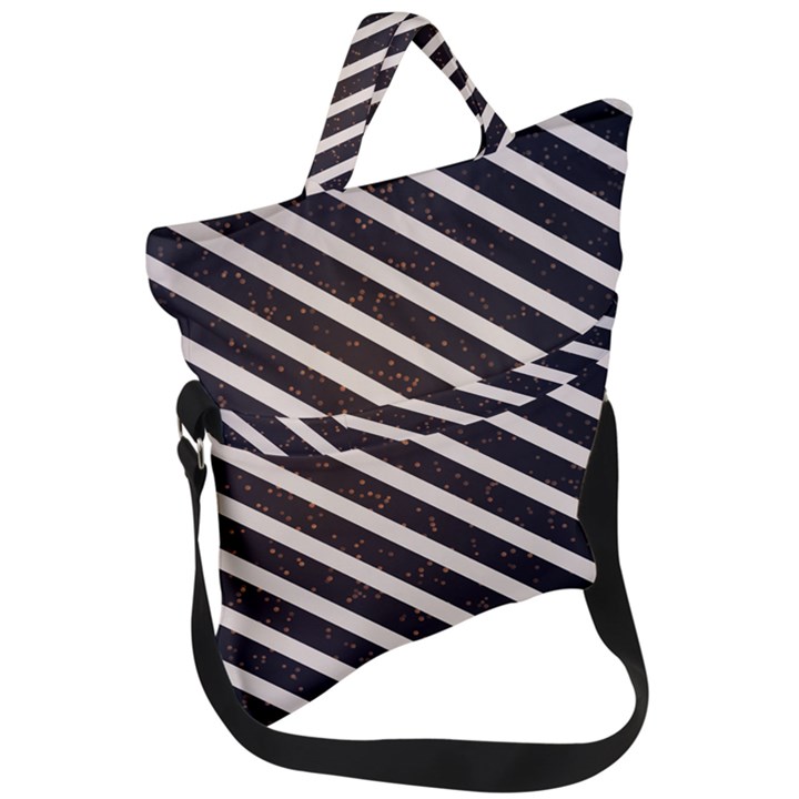 silver stripes pattern Fold Over Handle Tote Bag