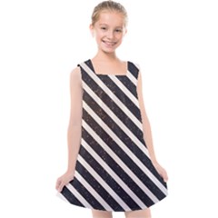 Silver Stripes Pattern Kids  Cross Back Dress by designsbymallika