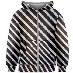 Silver Stripes Pattern Kids  Zipper Hoodie Without Drawstring by designsbymallika