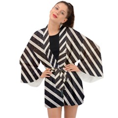 Silver Stripes Pattern Long Sleeve Kimono