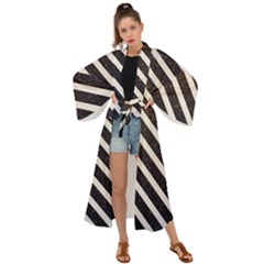 Silver Stripes Pattern Maxi Kimono