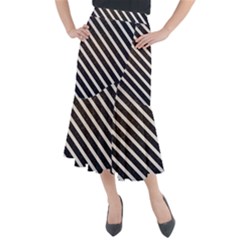 Silver Stripes Pattern Midi Mermaid Skirt