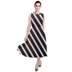 Silver Stripes Pattern Round Neck Boho Dress