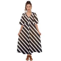 Silver Stripes Pattern Kimono Sleeve Boho Dress