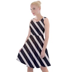 Silver Stripes Pattern Knee Length Skater Dress