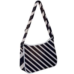 Silver Stripes Pattern Zip Up Shoulder Bag