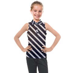 Silver Stripes Pattern Kids  Sleeveless Polo Tee