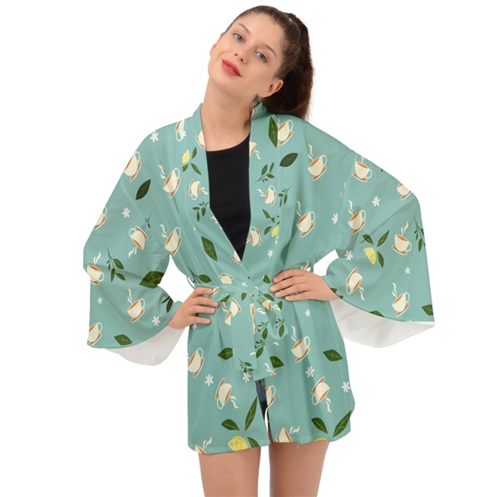 tea is love Long Sleeve Kimono