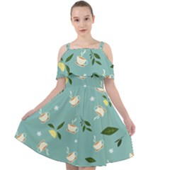 Tea Is Love Cut Out Shoulders Chiffon Dress