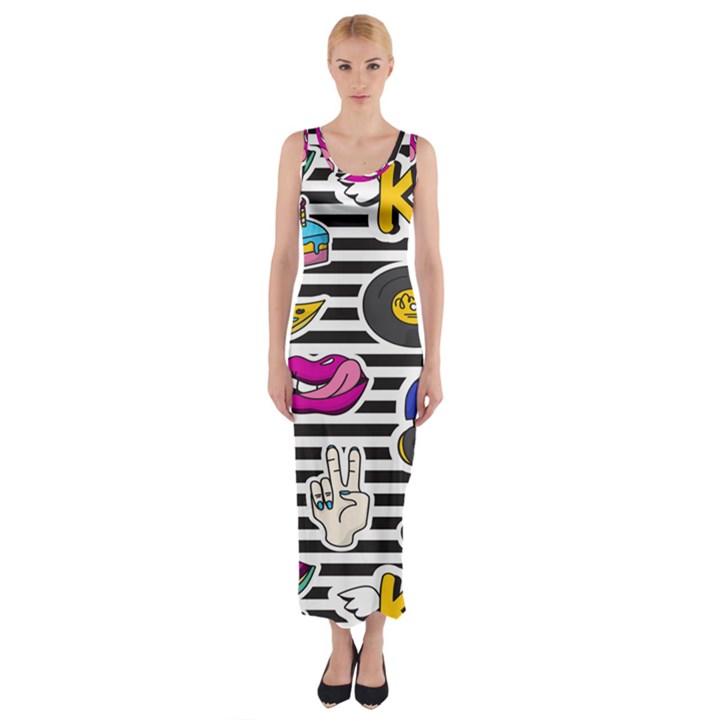 disco theme Fitted Maxi Dress