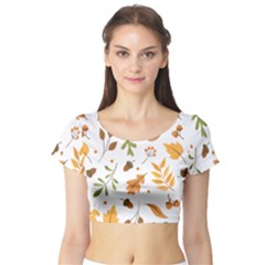 Autumn Love Short Sleeve Crop Top by designsbymallika