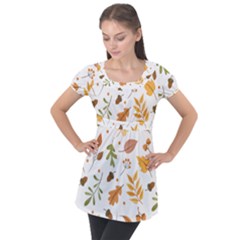 Autumn Love Puff Sleeve Tunic Top by designsbymallika