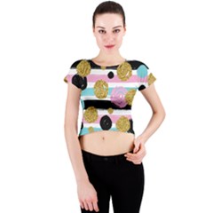 Stripes Pattern Crew Neck Crop Top by designsbymallika