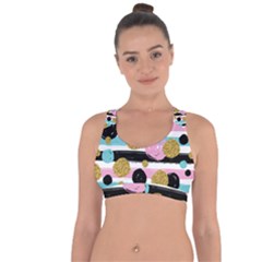 Stripes Pattern Cross String Back Sports Bra by designsbymallika