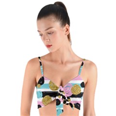 Stripes Pattern Woven Tie Front Bralet