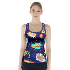 Bada Boom Pattern Racer Back Sports Top by designsbymallika